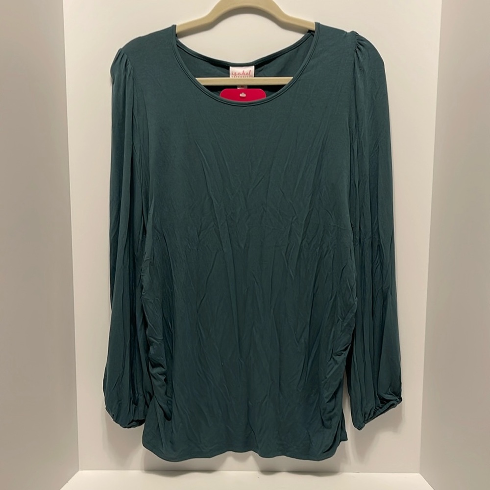 Maternity Blouse Women’s Size Medium Blue Long Sleeve Shirt